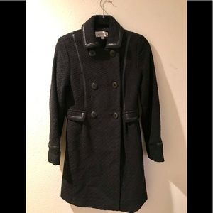 Black Basket Weave Peacoat